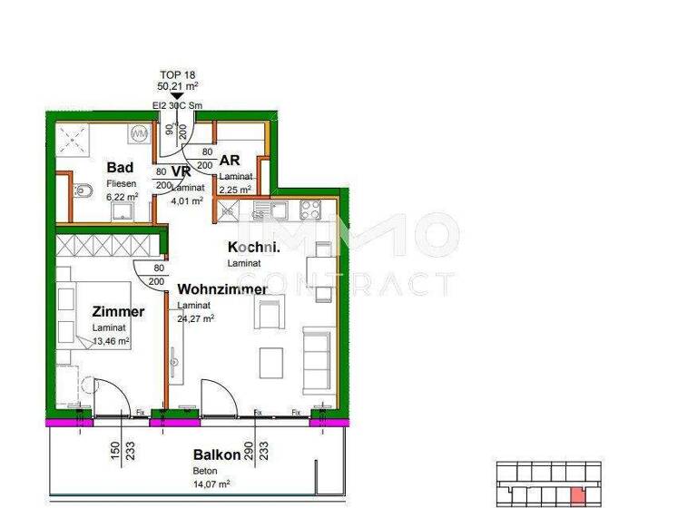 Wohnung zum Kauf - Erstbezug provisionsfrei 182.513 € 2 Zimmer 1. Geschoss Krems an der Donau 3500