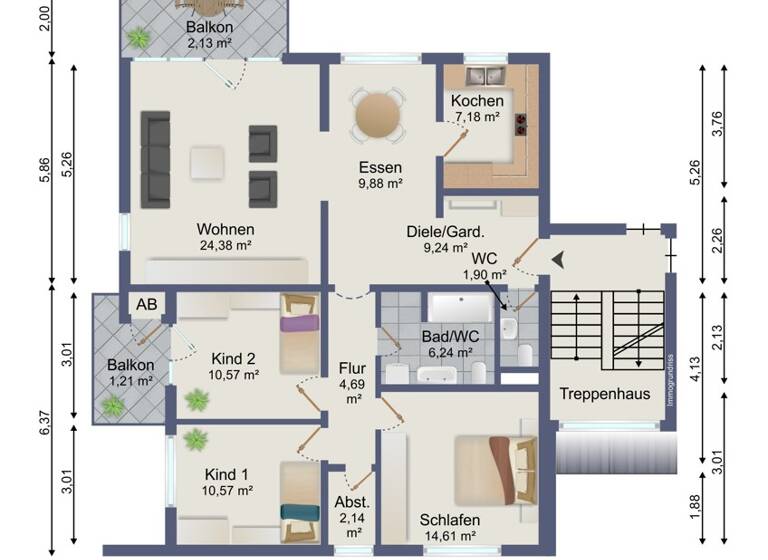 Wohnung zum Kauf 275.000 € 4,5 Zimmer 101,6 m²<br/>Wohnfläche EG<br/>Geschoss Rheinheim Küssaberg / Rheinheim 79790