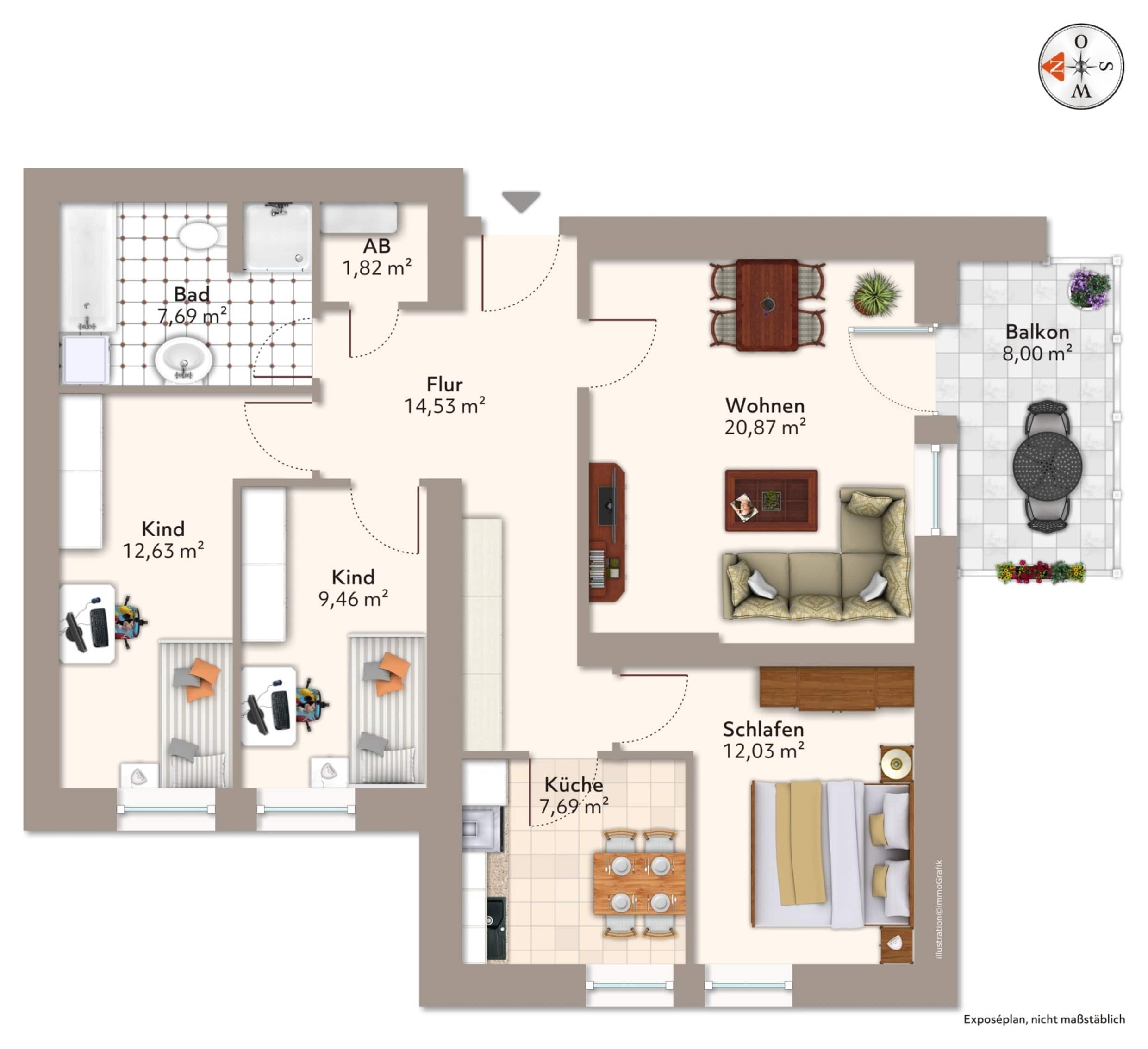 Wohnung zur Miete 710 € 4 Zimmer 94,7 m²<br/>Wohnfläche 1.<br/>Geschoss ab sofort<br/>Verfügbarkeit An der Enckekaserne 10 Beimssiedlung Magdeburg 39110