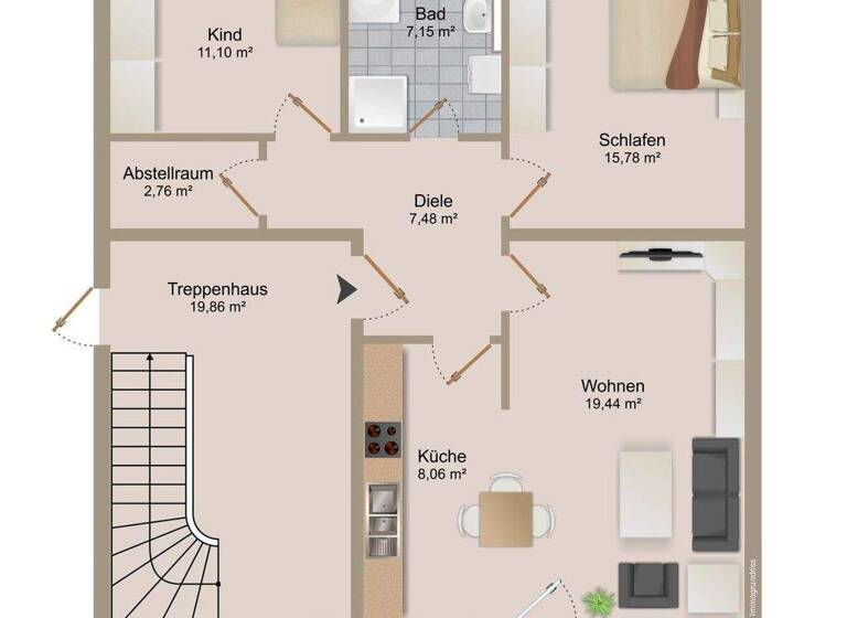 Wohnung zur Miete 550 € 3 Zimmer 74,5 m² 1. Geschoss frei ab sofort Feldkirchen 94351