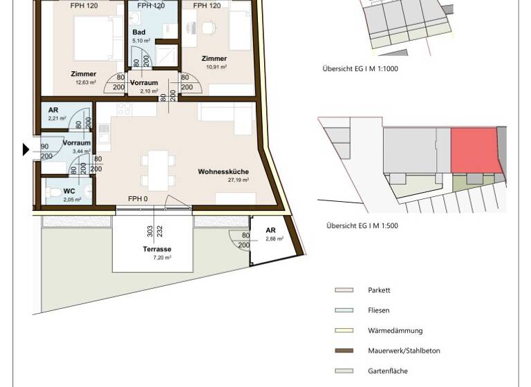 Wohnung zum Kauf - Erstbezug 294.550 € 3 Zimmer 65,6 m² EG Hausleiten 3464
