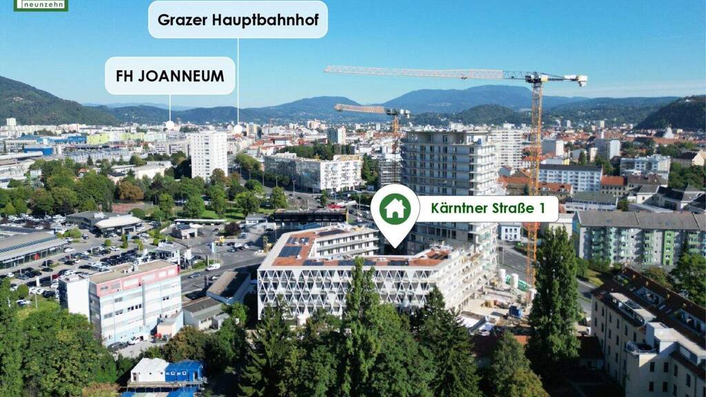 Wohnung zur Miete - Erstbezug 1.077 € 4 Zimmer 96,1 m² 1. Geschoss frei ab 01.05.2026 Kärntner Straße 1 Gries Graz 8020