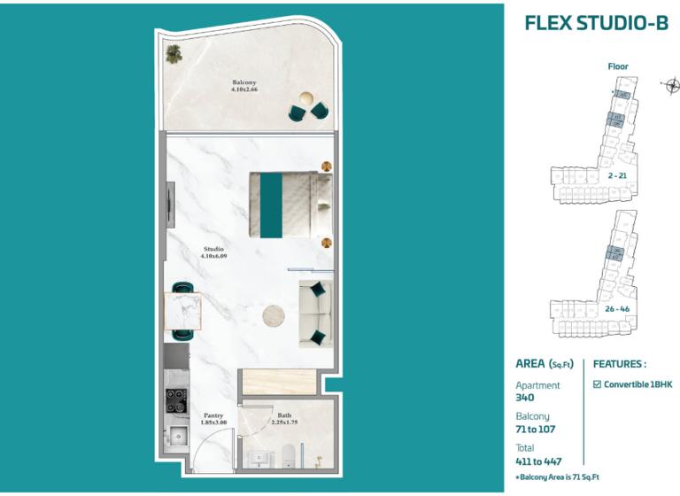 Studio zum Kauf - Erstbezug provisionsfrei 458.265 € 1 Zimmer 38,2 m² Al Mina Street Dubai