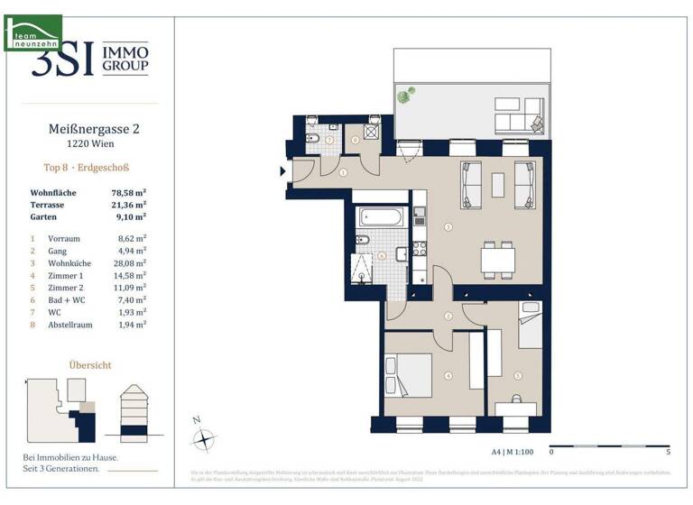 Wohnung zum Kauf 475.000 € 3 Zimmer 78,6 m² EG Meißnergasse 2 Wien 1220