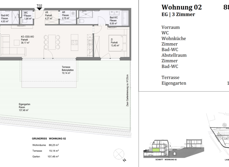Wohnung zum Kauf 616.400 € 3 Zimmer 88,2 m² Brunn am Gebirge 2345