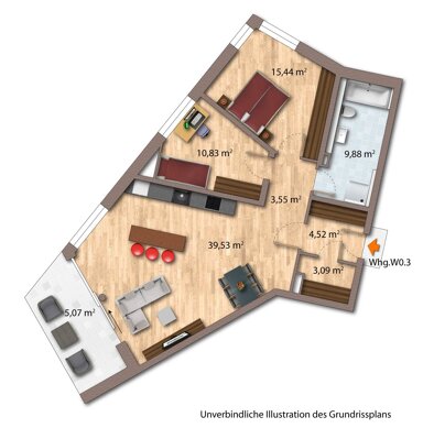 Wohnung zur Miete 1.245 € 3 Zimmer 91,9 m² EG frei ab sofort Schlesierstraße 4 Bönnigheim Bönnigheim 74357