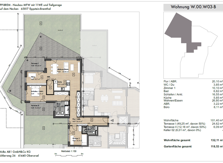 Wohnung zum Kauf - Erstbezug 687.000 € 4 Zimmer 132,1 m² Bremthal Eppstein 65817