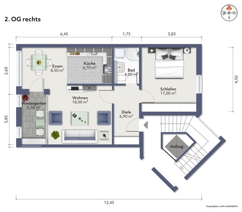 Wohnung zur Miete 850 € 2 Zimmer 65 m²<br/>Wohnfläche 2.<br/>Geschoss ab sofort<br/>Verfügbarkeit Porz Köln / Porz 51143