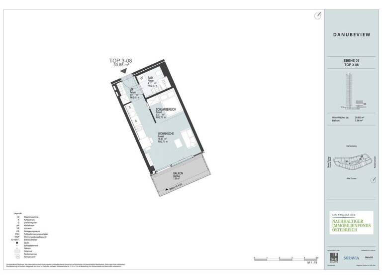 Studio zur Miete 715 € 1 Zimmer 30,9 m² 3. Geschoss Wagramer Straße 2A Wien 1220