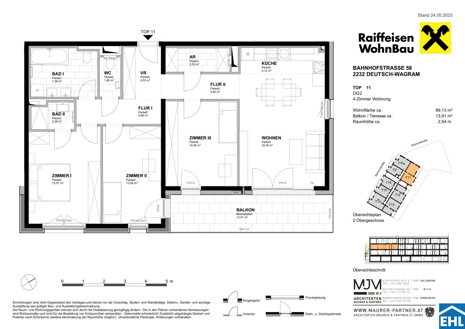 Wohnung zum Kauf 473.320 € 4 Zimmer 99,1 m²<br/>Wohnfläche 2.<br/>Geschoss Bahnhofstraße Deutsch-Wagram 2232