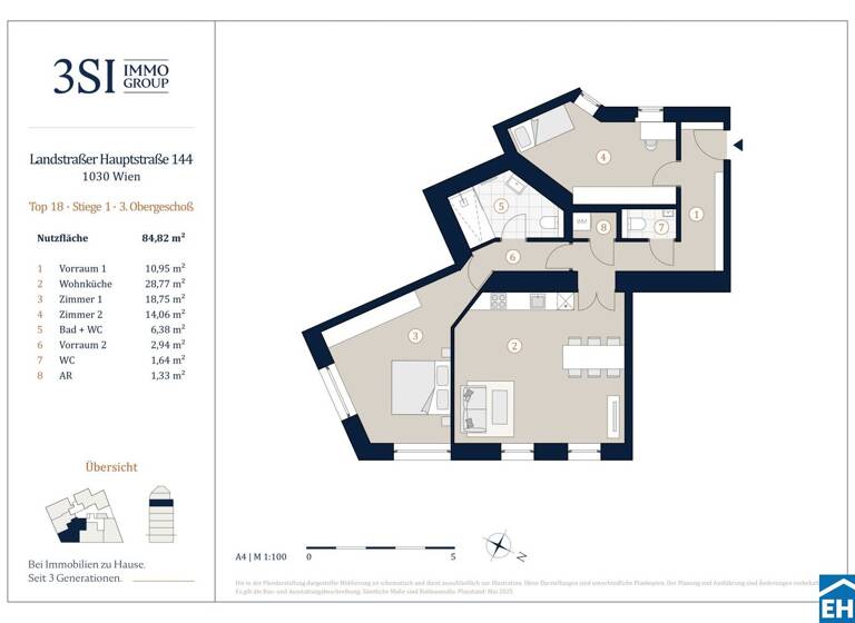 Wohnung zum Kauf - Erstbezug 729.000 € 3 Zimmer 84,8 m² 3. Geschoss Landstraßer Hauptstraße Wien 1030