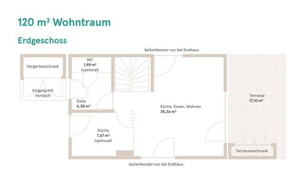 Reihenmittelhaus zum Kauf provisionsfrei 234.990 € 3 Zimmer 120 m²<br/>Wohnfläche 189,2 m²<br/>Grundstück Großkugel Kabelsketal 06184