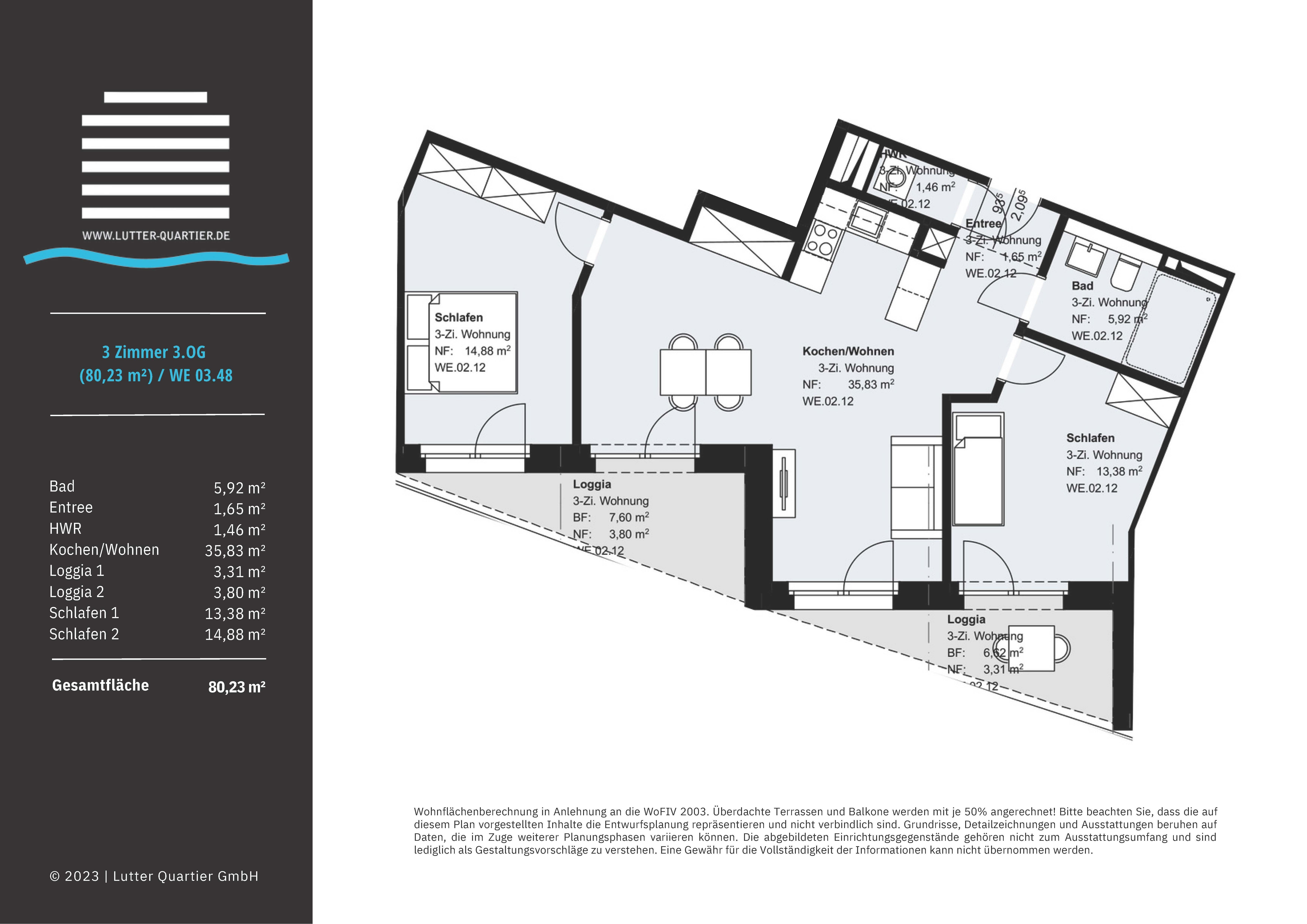 Wohnung zum Kauf 465.334 € 3 Zimmer 80,2 m²<br/>Wohnfläche 3.<br/>Geschoss Ravensberger Straße 9 Alt- und Neustadt Bielefeld 33602