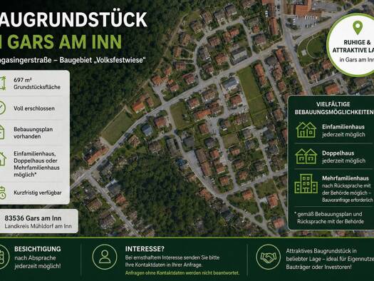 Grundstück zum Kauf provisionsfrei 495.000 € 697 m² Grundstück Gars Gars am Inn 83536