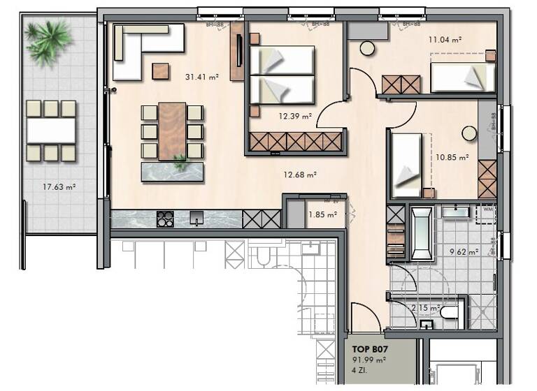 Wohnung zum Kauf - Erstbezug provisionsfrei 4 Zimmer 91 m² 1. Geschoss Deltastraße 49a Höchst 6973