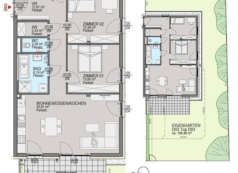 Wohnung zum Kauf - Erstbezug 465.500 € 3 Zimmer 82,2 m² EG Straßgang Graz 8054