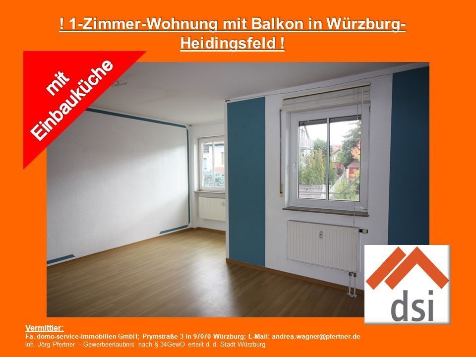 Wohnung zur Miete 350 € 1 Zimmer 36 m²<br/>Wohnfläche 1.<br/>Geschoss ab sofort<br/>Verfügbarkeit Sandgrubenweg 2 Heidingsfeld Würzburg 97084