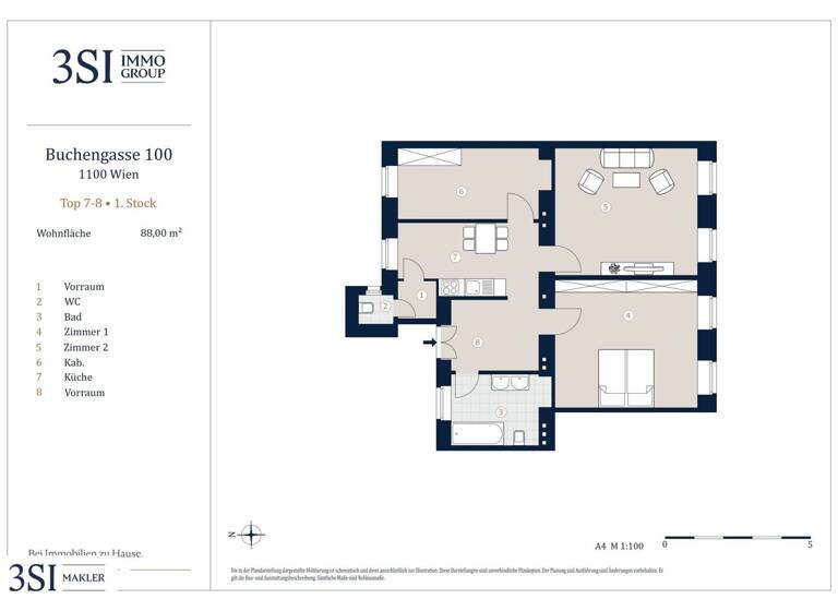 Wohnung zum Kauf 320.000 € 3 Zimmer 88 m² 1. Geschoss Buchengasse Wien 1100
