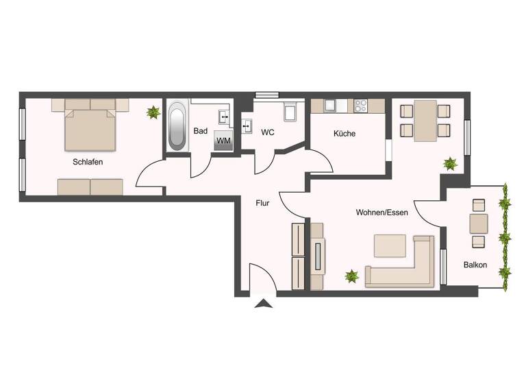 Wohnung zum Kauf 189.000 € 2 Zimmer 70,7 m² 2. Geschoss Wahren Leipzig 04159