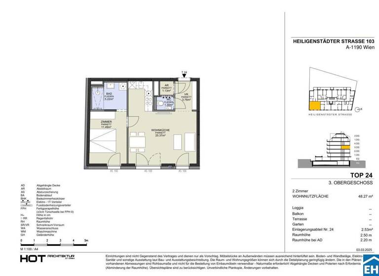 Wohnung zum Kauf - Erstbezug 391.600 € 2 Zimmer 48,3 m² 3. Geschoss Heiligenstädter Straße Wien 1190