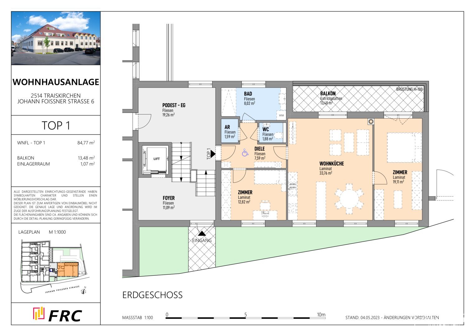 Wohnung zum Kauf provisionsfrei 469.000 € 3 Zimmer 84,8 m²<br/>Wohnfläche EG<br/>Geschoss Johann Foissner-Straße 6 Traiskirchen 2514