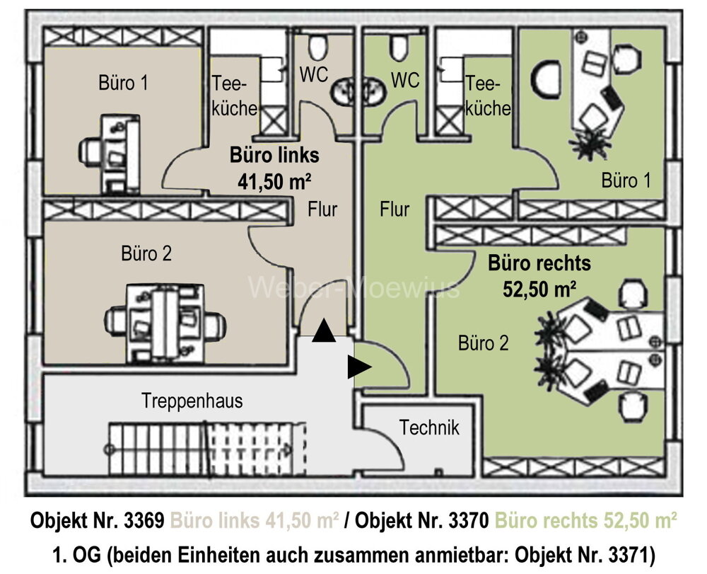 Bürofläche zur Miete 525 € 2 Zimmer 36,5 m²<br/>Bürofläche Much / Bitzen 53804