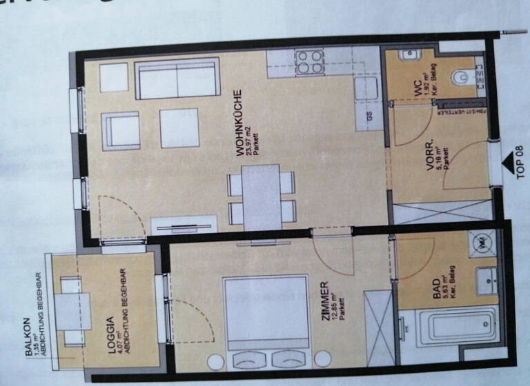 Wohnung zur Miete 715 € 2,5 Zimmer 50 m² 1. Geschoss Bahnhofstraße 25 Pottendorf 2486