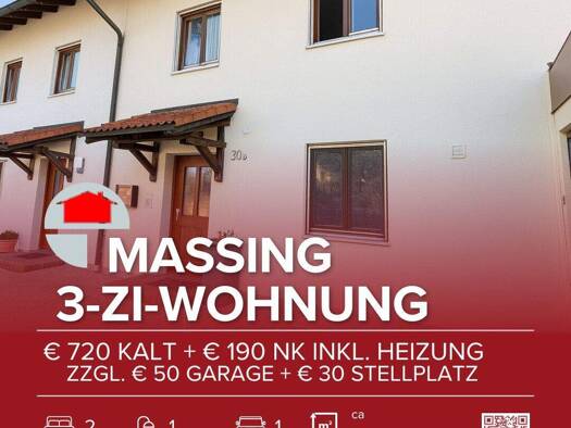 Wohnung zur Miete 800 € 3 Zimmer 82 m² 1. Geschoss Massing 84323