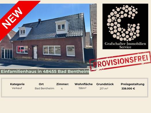 Einfamilienhaus zum Kauf 338.000 € 4 Zimmer 156 m² 217 m² Grundstück frei ab sofort Ochtruper Straße 26 Bad Bentheim Bad Bentheim 48455