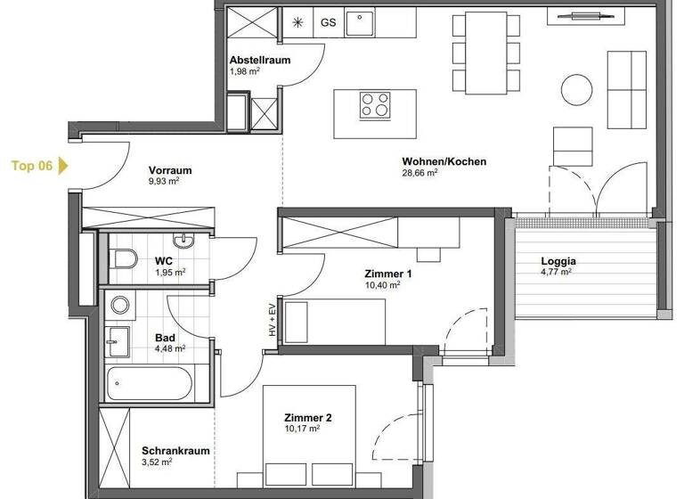 WG-Zimmer zum Kauf - Erstbezug 348.597 € 3 Zimmer 71,1 m² 1. Geschoss Wien 1100