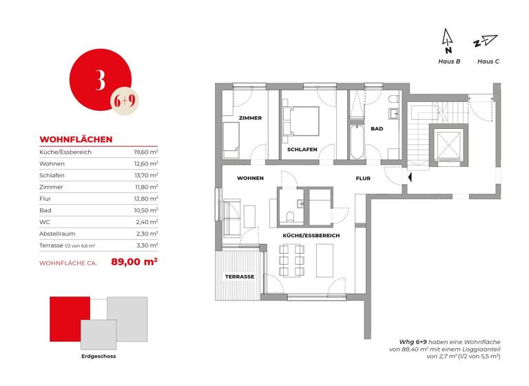 Wohnung zum Kauf 375.500 € 3 Zimmer 89 m²<br/>Wohnfläche 1.<br/>Geschoss Drehergasse Dörzbach Dörzbach 74677