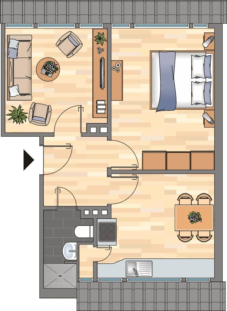 Wohnung zur Miete 293 € 2 Zimmer 46,1 m²<br/>Wohnfläche 2.<br/>Geschoss Werftstraße 141 Bant Wilhelmshaven 26382