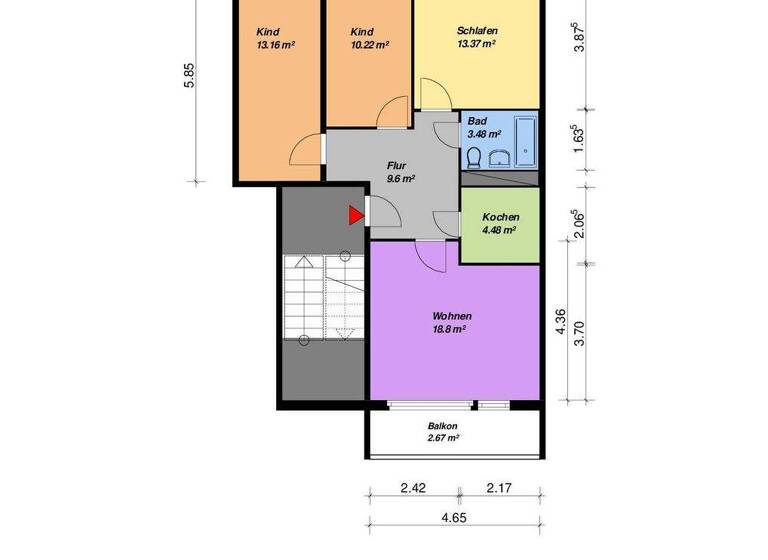 Wohnung zur Miete 350 € 4 Zimmer 76,1 m² 5. Geschoss Erich-Zastrow-Str. 11 Datzeberg Neubrandenburg 17034