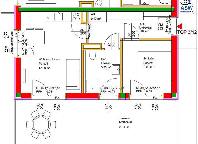 Wohnung zum Kauf 193.000 € 2 Zimmer 40,7 m² 2. Geschoss Hochsteingasse Geidorf Graz 8010