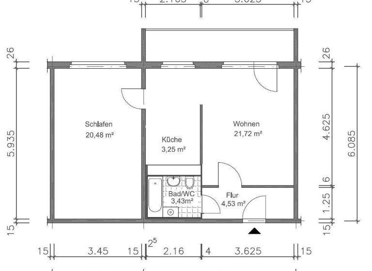 Wohnung zur Miete 350 € 2 Zimmer 56,5 m² 2. Geschoss frei ab sofort Jenaer Straße 2 Lusan Gera 07549