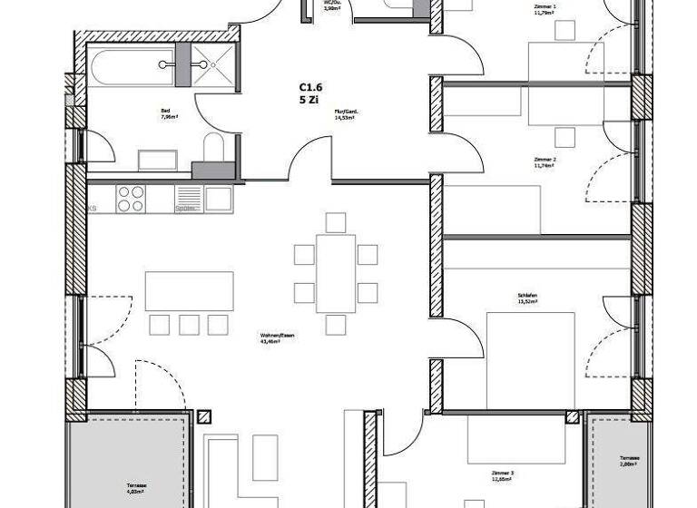 Wohnung zur Miete - Erstbezug 2.580 € 5 Zimmer 125,6 m² frei ab sofort Schneckenburgstr. 44a Petershausen Konstanz 78467