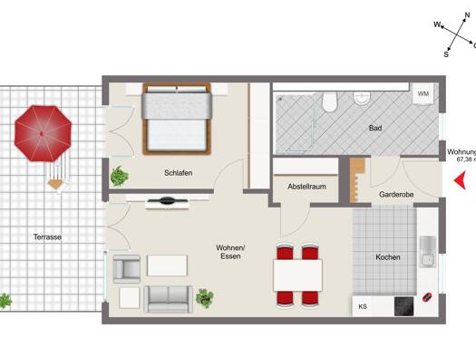 Wohnung zum Kauf provisionsfrei 333.500 € 2 Zimmer 67,4 m² frei ab sofort Saal 93342