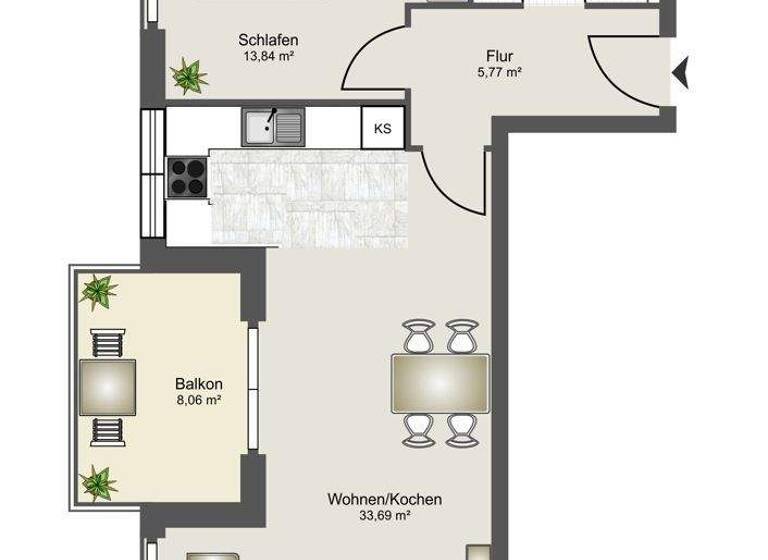 Wohnung zur Miete 819 € 2 Zimmer 69,3 m² EG frei ab 01.05.2026 Sonnenhügel Osnabrück 49088