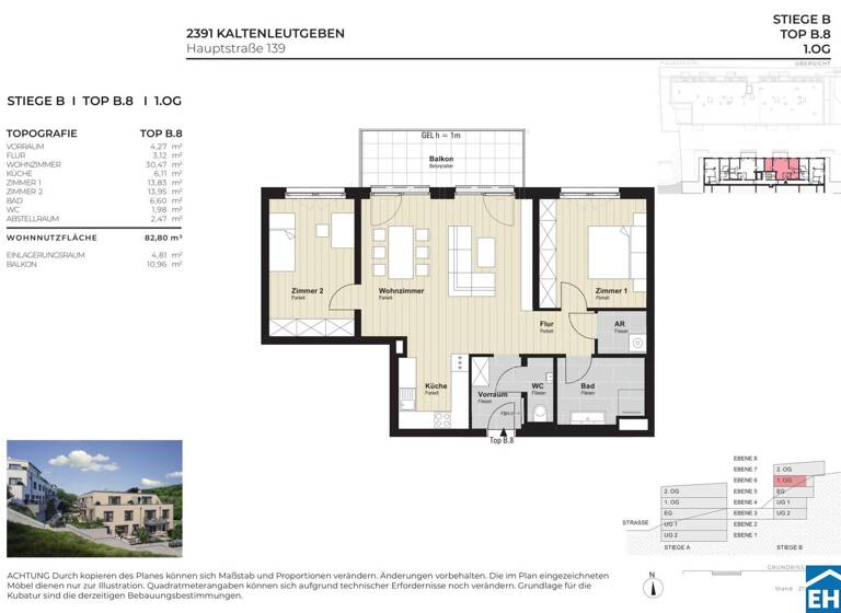 Wohnung zum Kauf - Erstbezug 558.333 € 3 Zimmer 82,8 m² 1. Geschoss Hauptstraße Kaltenleutgeben 2391