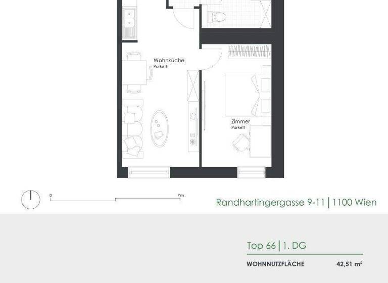 Wohnung zur Miete 593 € 2 Zimmer 42,5 m² Randhartingergasse 9-11 Wien 1100