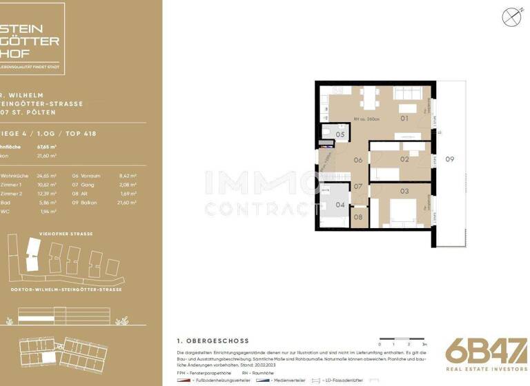 Wohnung zum Kauf - Erstbezug provisionsfrei 219.300 € 3 Zimmer 67,7 m² Teufelhof St. Pölten 3100