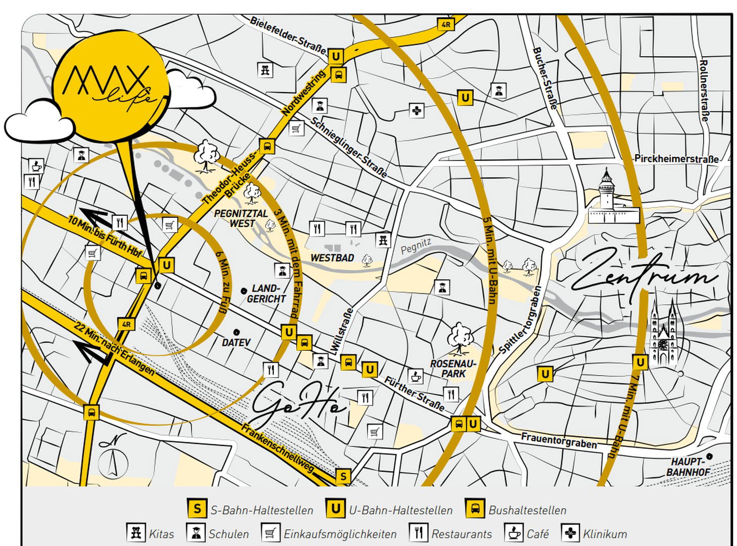 Wohnung zur Miete 649 € 1 Zimmer 25,6 m²<br/>Wohnfläche 2.<br/>Geschoss 02.01.2025<br/>Verfügbarkeit Maximilianstraße 43 Bärenschanze Nürnberg 90429