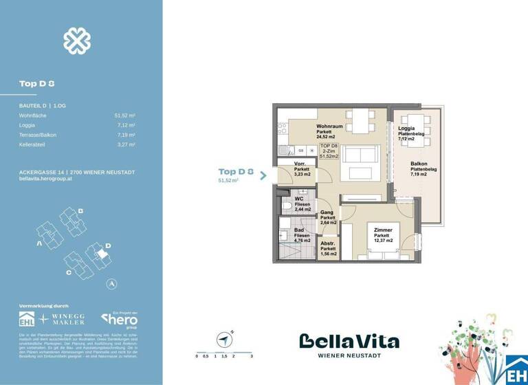Wohnung zum Kauf - Erstbezug 244.900 € 2 Zimmer 51,5 m² 1. Geschoss Ackergasse Wiener Neustadt 2700