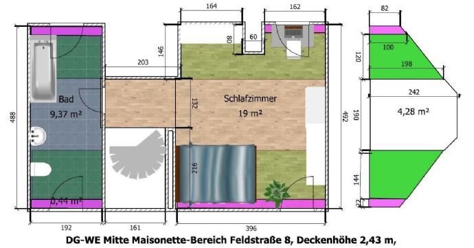 Maisonette zur Miete 450 € 3 Zimmer 82 m²<br/>Wohnfläche 4.<br/>Geschoss 01.03.2025<br/>Verfügbarkeit Feldstr. 8 Döbeln Döbeln 04720