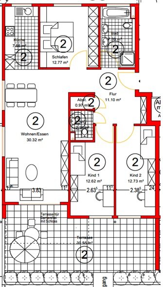 Terrassenwohnung zur Miete 1.390 € 4,5 Zimmer 112,9 m²<br/>Wohnfläche EG<br/>Geschoss 01.01.2025<br/>Verfügbarkeit Sebastian-Lotzer-Str. 2 Diezenhalde / Grund Böblingen 71034