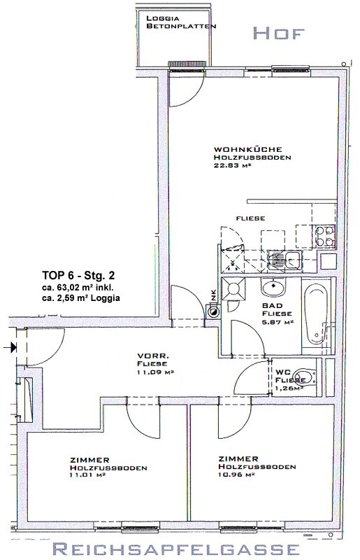 Wohnung zum Kauf 319.000 € 3 Zimmer 66 m²<br/>Wohnfläche 1.<br/>Geschoss Reichsapfelgasse 27 Wien 1150