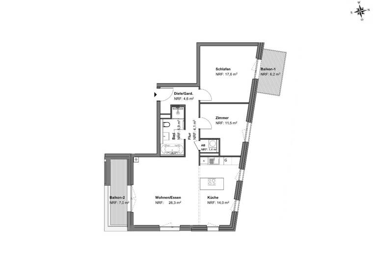 Studio zum Kauf - Erstbezug provisionsfrei 678.000 € 3 Zimmer 92 m² 2. Geschoss Niederdorla Hamburg 22339