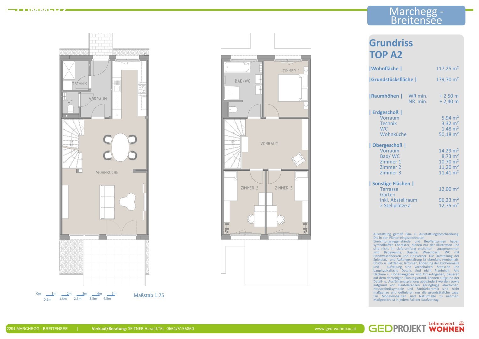 Reihenmittelhaus zur Miete 1.094 € 4 Zimmer 117,3 m²<br/>Wohnfläche 179,7 m²<br/>Grundstück Breitensee 2294