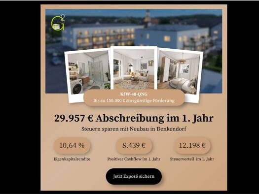 Wohnung zum Kauf - Erstbezug provisionsfrei 366.000 € 3 Zimmer 79,1 m² 1. Geschoss frei ab sofort Hauptstraße 30 Denkendorf Denkendorf 85095