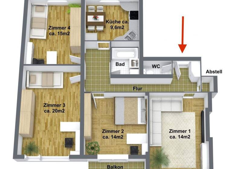 Wohnung zum Kauf 180.000 € 4 Zimmer 97 m² 6. Geschoss Eggenberg Graz 8020